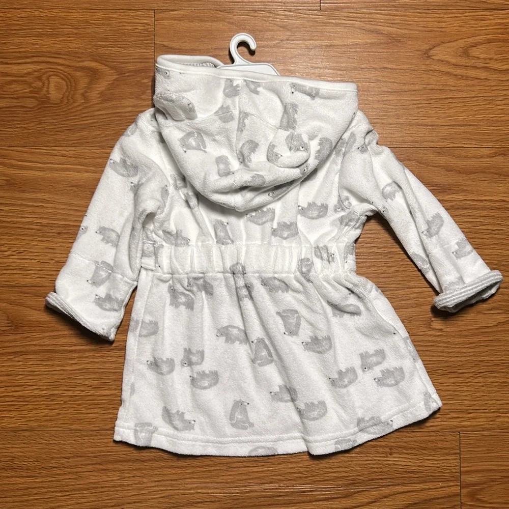 Carter's Cozy White and Gray Baby Robe